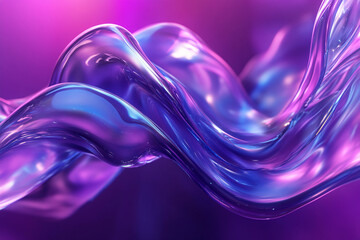 Fototapete - Abstract fluid flow in purple and blue shades, glowing with soft lighting, representing smooth movement, modern design, and digital creativity with a glossy finish and dynamic colors.