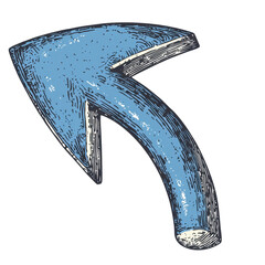 Poster - Blue Sketch Arrow Graphic Pointing Left for Creative Design Usage