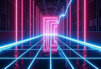 Poster - 80s Arcade Game Aesthetic: White Light Streaks Grid in Space, Retro Sci-Fi Background, Vintage Gaming Vibe

