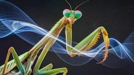 Praying mantis portrait, macro insect, predator, unique design