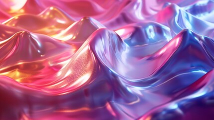 Poster - Iridescent gradient waves create a mesmerizing abstract background ideal for digital artwork and design