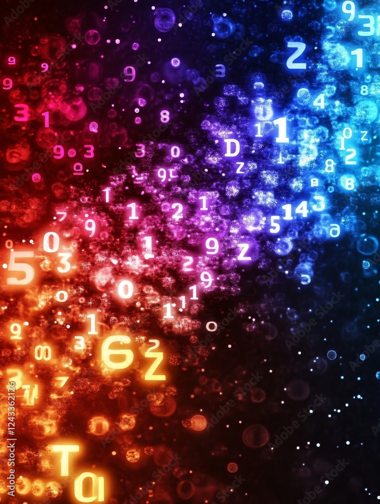 ภาพประกอบ Stock Digital Abstract Numbers Background - A vibrant digital ...