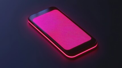 Poster - A smartphone with a glowing pink screen displaying intricate patterns, set against a dark background.
