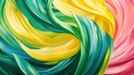Poster - Colorful abstract swirling lines creating a vibrant art piece with dynamic movement and texture. Generative AI