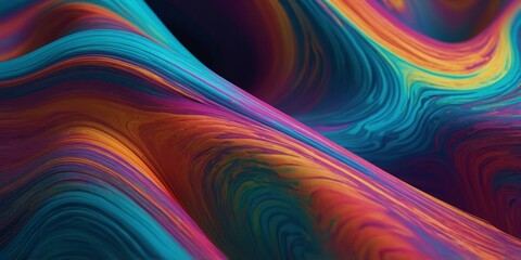 Poster - Colorful abstract waves create a mesmerizing visual experience with vibrant hues of blue, orange, and purple