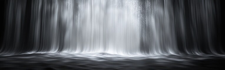 Poster - Monochromatic rippling water creating a serene atmosphere against a contrasting black background