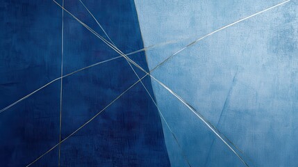 Poster - Muted blue pencil strokes create a calming gradient landscape with delicate, intersecting lines evoking tranquility and depth