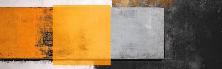 Aufkleber - Minimalist composition featuring amber and gray rectangles on a textured background