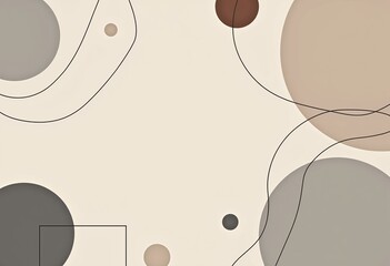 Poster - Thin Line Geometric Grid: Soft Color Palette, Symmetrical Design, Geometric Shapes, Subtle Overlapping, Delicate Layering, Beige, Grey, Taupe Art.

