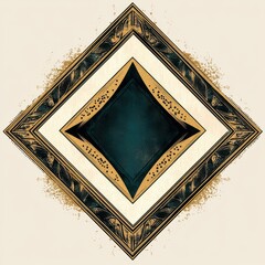 Poster - Geometric diamond shape with intricate detailing and a contrasting color palette on a light background