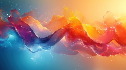 Fototapete - Colorful abstract waves of paint create a vibrant artistic display in a dynamic arrangement. Generative AI