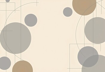 Poster - Symmetrical Geometric Design: Soft Colors (Beige, Grey, Taupe), Symmetrical Grid, Geometric Shapes, Thin Lines, Subtle Overlapping, Layering Effect.

