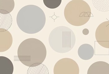 Poster - Geometric Symmetry Palette: Soft Colors (Beige, Grey, Taupe), Symmetrical Grid, Geometric Shapes, Thin Lines, Subtle Overlapping, Delicate Layers.


