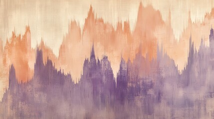 Fototapete - Elegant backdrop with soft pencil strokes creating a textured landscape in warm and cool tones