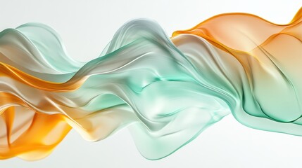 Aufkleber - Translucent amber and mint strokes create a serene and flowing abstract composition in soft hues and gentle curves