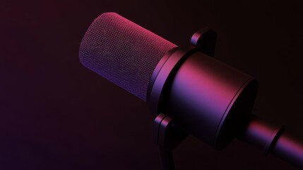 Wall Mural - Noise-canceling gaming microphone with pop filter in cinematic glow detail. Generative AI