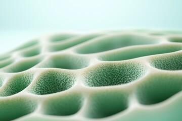 Poster - Microscopic Cellular Interaction Visualization in Soft Greenish Tones