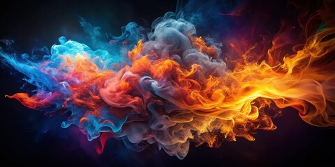 Wall Mural - Abstract Swirling Colors A Vivid Display of Dynamic Hues and Textured Smoke Forms