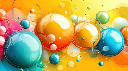Poster - Abstract Colorful Spheres Floating in Liquid