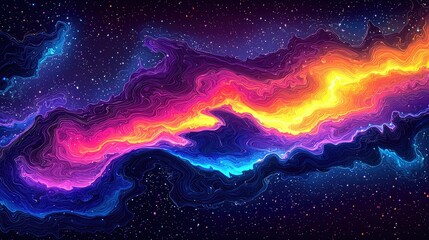 Poster - Abstract Cosmic Nebula Swirling Vibrant Colors