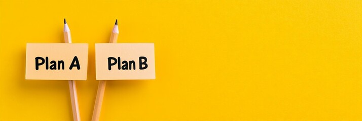 Aufkleber - Two pencils are holding two sticky notes with plan a and plan b written on them, representing the concept of choice, decision making and having a backup plan