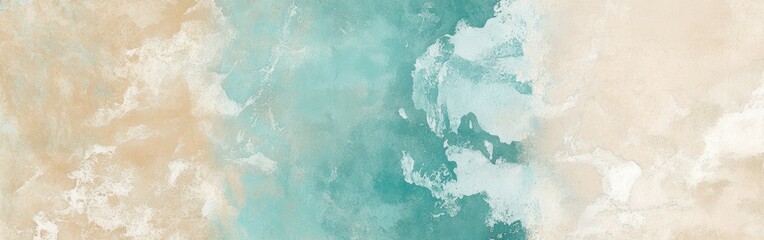 Aufkleber - Soothing blend of teal aquamarine and sandy hues creates a tranquil coastal atmosphere