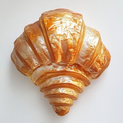 Aufkleber - Freshly baked golden croissant with flaky buttery layers on a light background