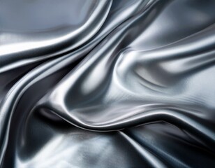 shimmering silver fabric with smooth waves and reflections metal texture abstract background modern art design luxury shiny surface stylish decor