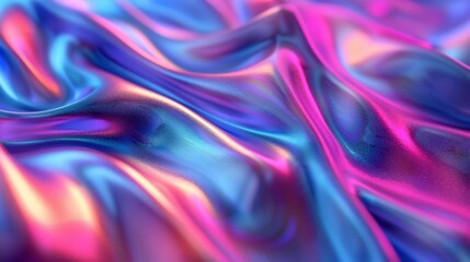 Poster - Iridescent gradient abstract background showcasing flowing textures in vibrant hues of blue and pink