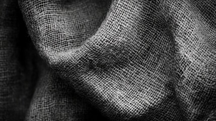 Poster - Monochromatic gray burlap texture showcasing intricate weave and natural imperfections for design and artistic applications