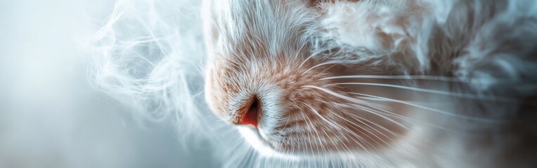 Poster - Detailed close-up of a rabbit's face showcasing its fur and whiskers in soft lighting