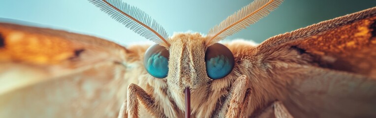 Aufkleber - Close-up view of a moth's face showcasing intricate details and vibrant colors in natural light