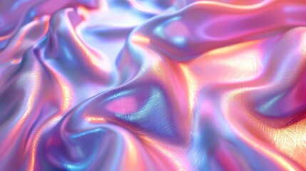 Poster - Vibrant iridescent gradient fabric creating an abstract background filled with flowing colors and textures