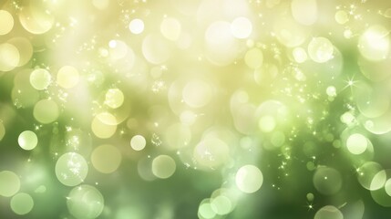 Poster - Bokeh lights in subtle moss green and muted beige create a serene atmosphere reminiscent of calm nature settings