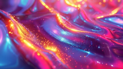 Poster - dynamic abstract background showcasing vibrant iridescent colors with flowing gradients and sparklin