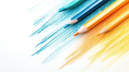 Poster - Colorful pencil strokes create an inviting gradient blending amber to teal with dynamic white lines complementing the artwork
