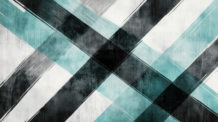 Aufkleber - Modern abstract design featuring soft pencil strokes in muted teal and gray tones contrasted by bold black lines