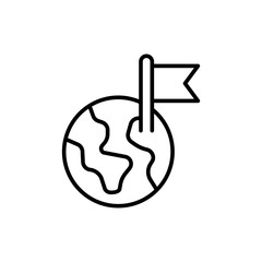 Poster - Earth pointer outline icons, minimalist vector illustration ,simple transparent graphic element .Isolated on white background