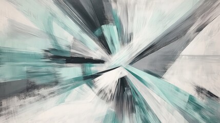 Aufkleber - Radiating strokes in mint and gray create an airy and open design in an abstract artwork