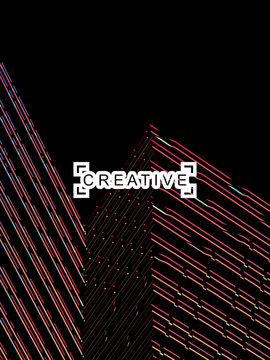 Futuristic abstract technology shining rainbow light lines on modern line pattern black background. Vector minimal line background with text for social media covers, headers, etc.