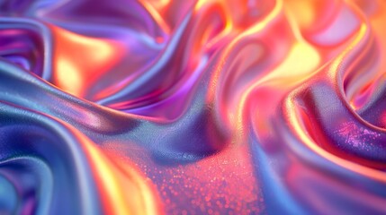 Poster - Exploration of iridescent gradients in abstract fabric design showcasing vibrant hues and smooth textures