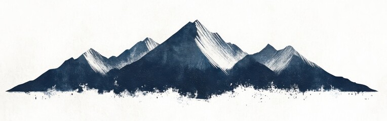 Aufkleber - Elegant silhouette of a mountain range in gradient blue and gray pencil strokes with serene negative space surrounding it