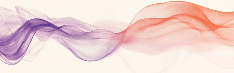 Poster - Flowing wave patterns in muted coral and lavender create a calming minimalist aesthetic with elegant pencil strokes