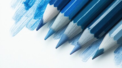 Poster - Elegant blue and gray pencil strokes create a modern gradient in artistic composition