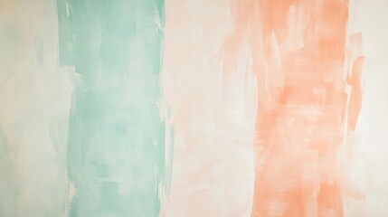 Poster - Elegant pastel peach and mint rectangles softly blending into white for a serene abstract composition