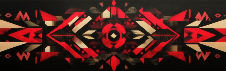Aufkleber - Dynamic red and black geometric design showcasing power and intensity through sharp patterns and subtle gradients