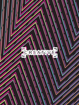 Futuristic abstract technology shining rainbow light lines on modern line pattern black background. Vector minimal line background with text for social media covers, headers, etc.