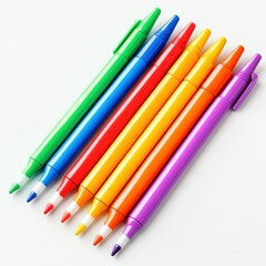 Aufkleber - Colorful markers neatly arranged in a vibrant display on a white background perfect for creative projects and artwork