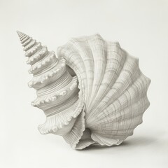 Poster - Seashell with intricate spiraling patterns illustrated in pencil showcasing natural beauty and fine details