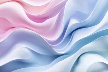 Poster - wavy lines create a soft pastel abstract background with flowing textures and colors